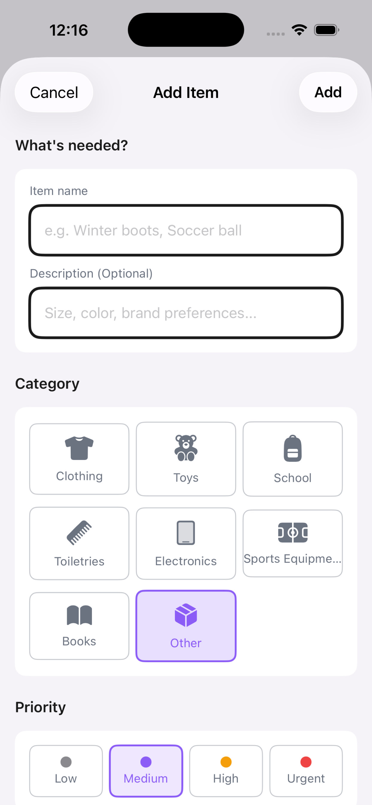Packing Lists screenshot
